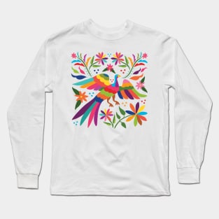 Mexican Otomí Flying Bird Composition / Colorful & happy art by Akbaly Long Sleeve T-Shirt